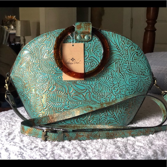 Patricia Nash Handbags - Patricia Nash Mellini Domed tooled teal Italian leather bag NWT
